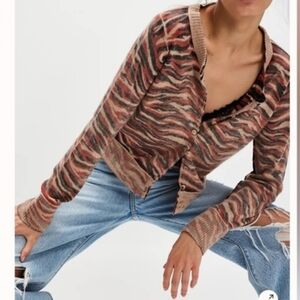 Free People Nocturnal Patterned Cardi. NWT. Cuban combo